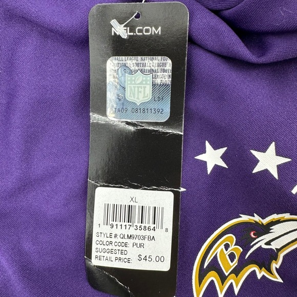 NFL Baltimore Ravens XL Purple 1/4 Zip Pullover Team Apparel Long Sleeve Shirt‎ - Picture 5 of 11